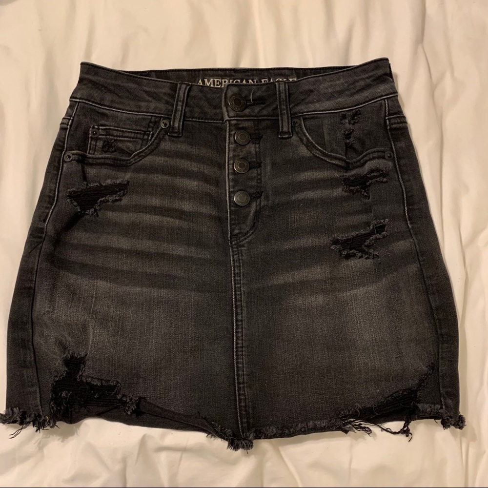 Black denim skirt